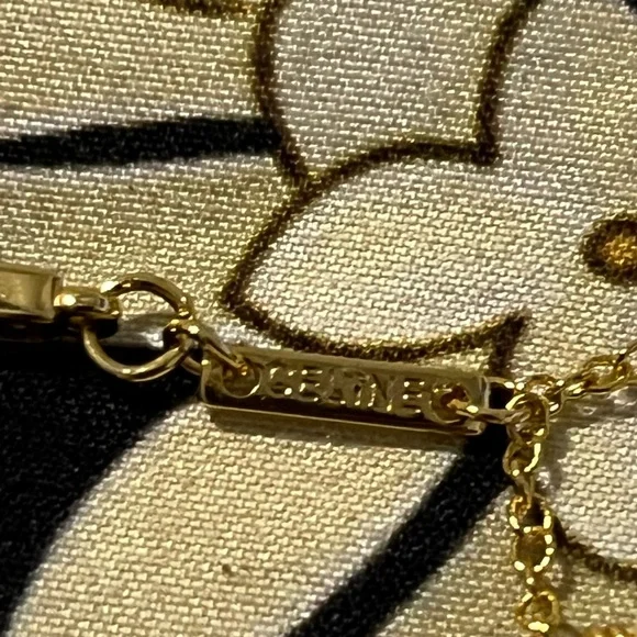 Celine Triomphe Pearl Chain Bracelet Gold Plated 7” Adjustable Dainty Designer - Picture 8 of 10